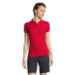 PEOPLE Poloshirt Damen 210 g/m² Rot – Vorderansicht