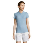 PEOPLE Poloshirt Damen 210 g/m² Blau – Vorderansicht