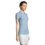 PEOPLE Poloshirt Damen 210 g/m² Blau – Seitenansicht