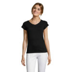MOON T-Shirt Damen 150 g/m² Schwarz – Vorderansicht