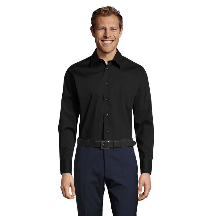 s17000-bk SOL'S BRIGHTON Herren-Langarm-Stretchhemd zum Besticken mit Logo
